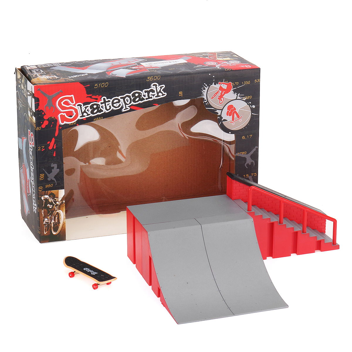 

Mini Fingerboard Finger Skateboard & Skate Ramp Skate Park Play Set Kids Toy