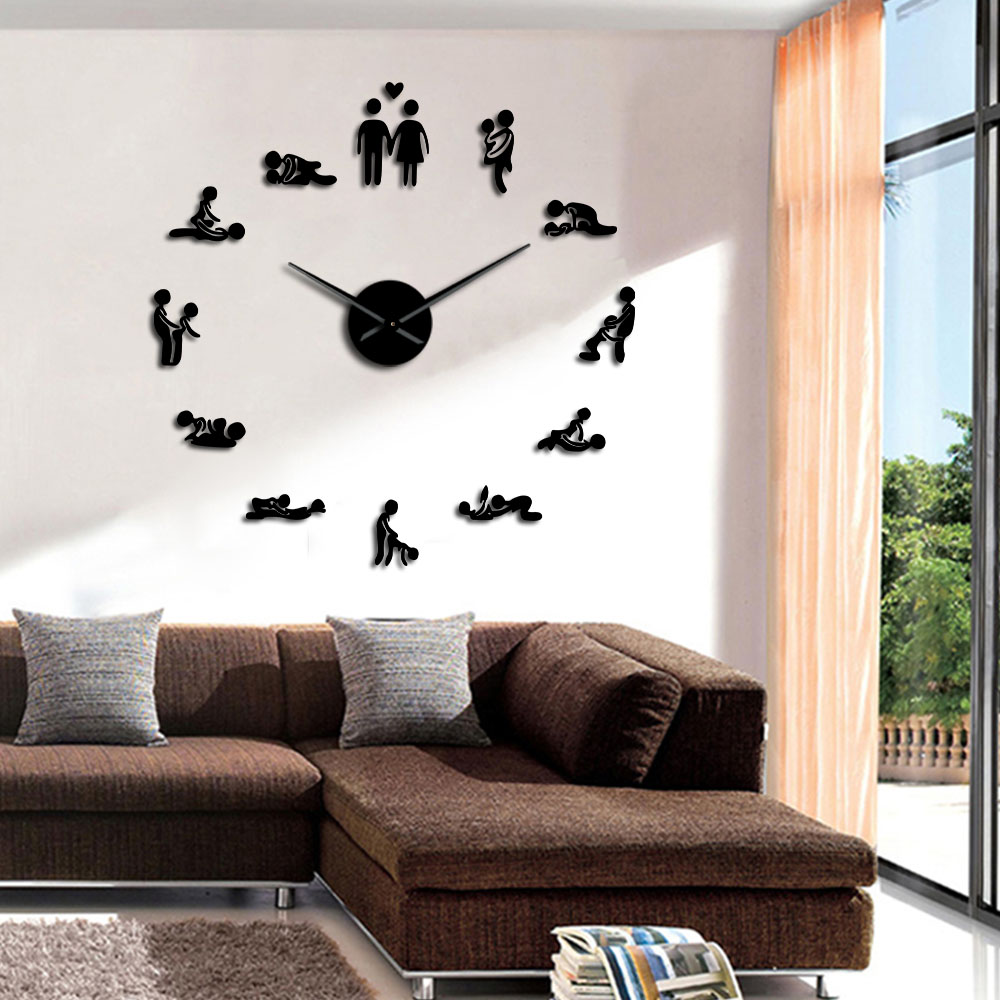 

Bachelorette Game Kama Sutra DIY Adult Room Decorative Giant Wall Clock Sex Love Position Frameless Large Wall Clock Art