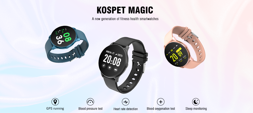 Kospet Magic Super Slim Motion Track Blood Pressure O2 Test Sleep Monitor 15Days Standby Smart Watch 68