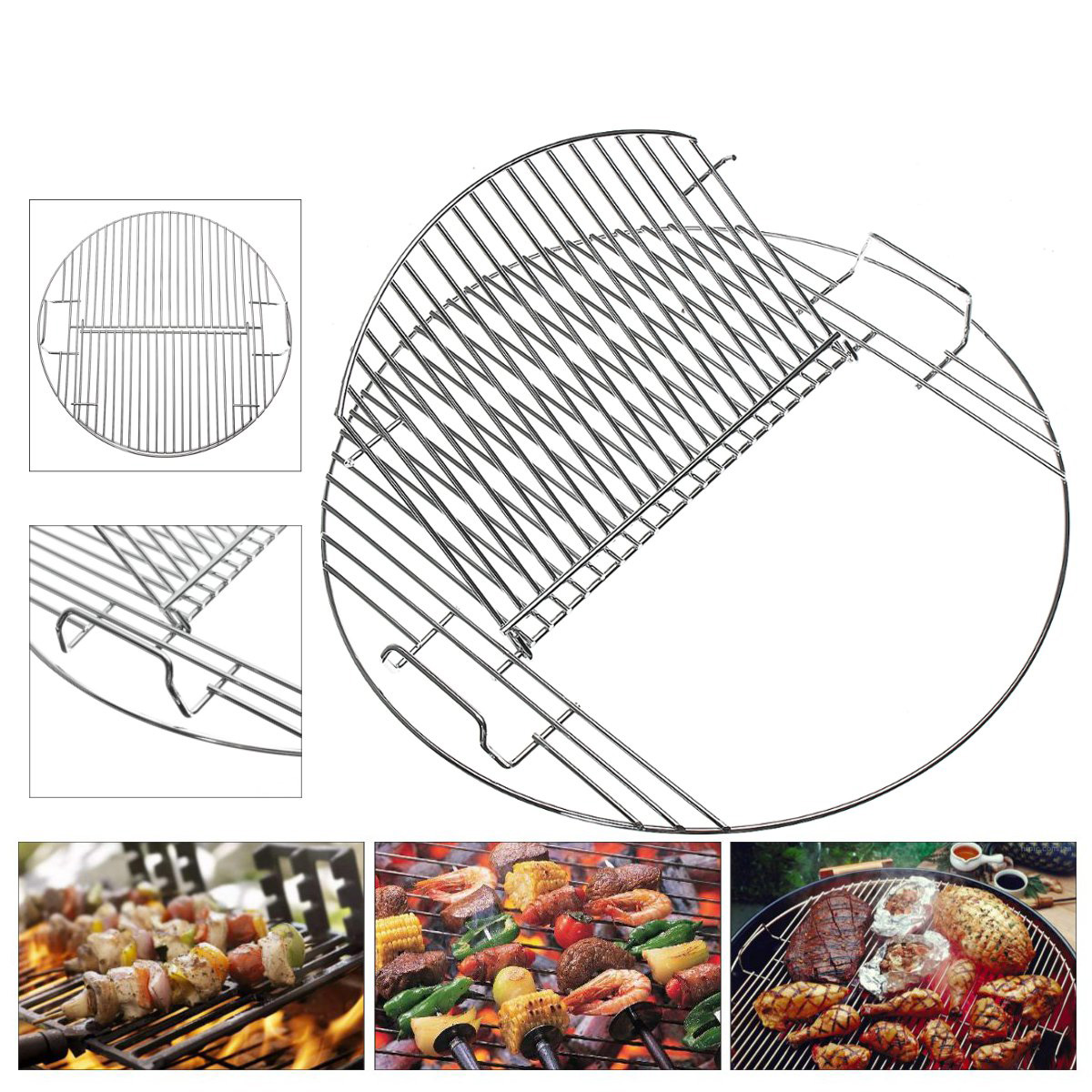 

45.5cm Round BBQ Grill Net Stainless Steel Charcoal Cooking Frame Barbecue Replacement Net