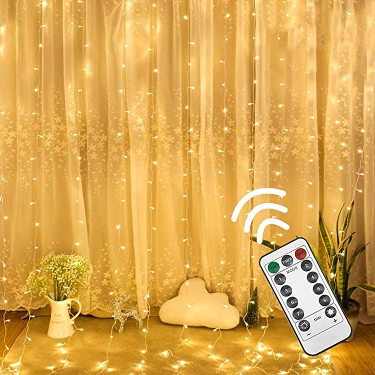 

3M*3M USB 8 Modes 300LED Curtain Fairy Wire String Light Christmas Party Decor Holiday Wedding Supply
