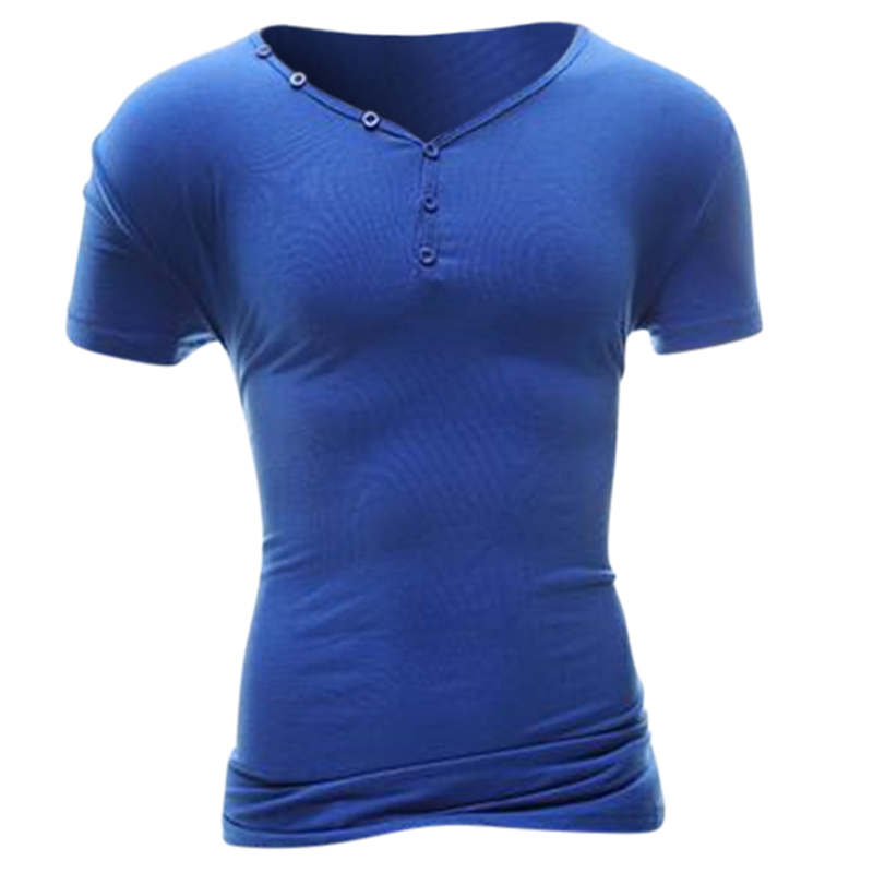 

Men Short Sleeve V-Neck Slim Fit Casual T Shirt Sport Muscle Gym T-shirt Tee Top