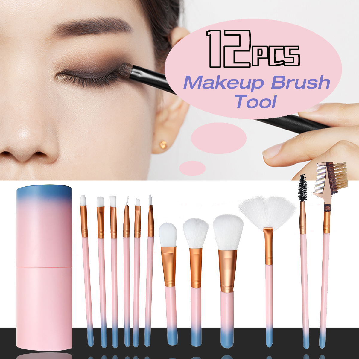 

12Pcs Makeup Brushes Set Foundation Powder Eyeshadow Cosmetic Brush Tools