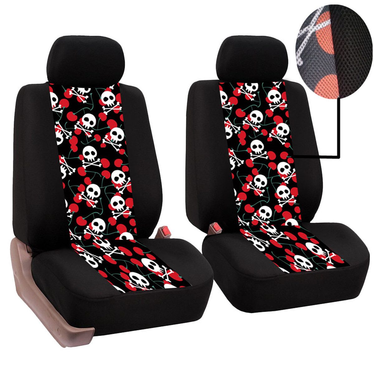 

Universal Auto Car Seat Cover Front Back Seat Protectors Full Set Cover Skull Style For Cars Trucks SUV