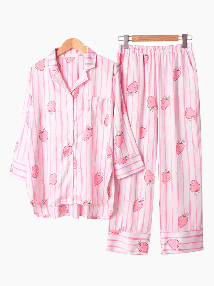 

Пижама с длинным рукавом и пуговицами в полоску с пуговицами