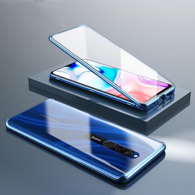 

For Xiaomi Redmi 8 Case Bakeey 360º Curved Screen Front+Back Double-sided Full Body 9H Tempered Glass Metal Magnetic Ads