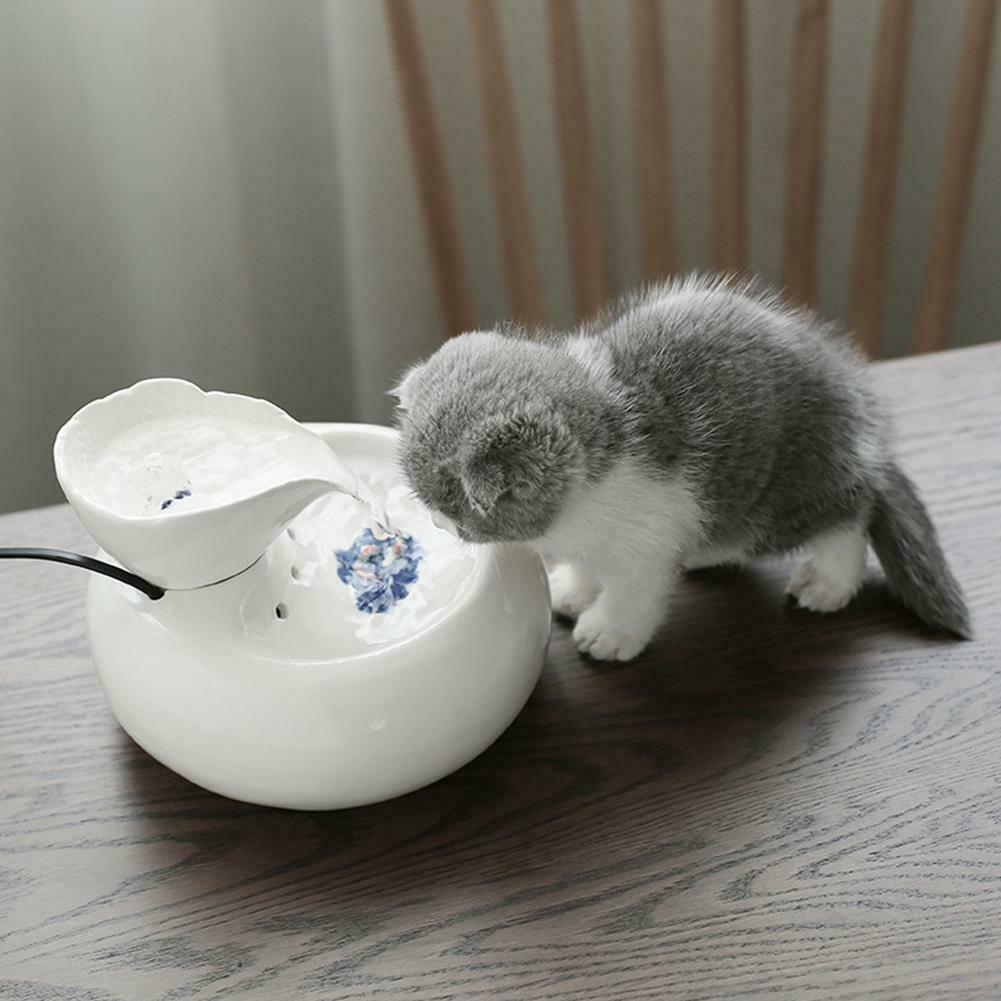 

Pet Dog Cat Fountain Feeder Automatic Water Dispenser Ceramic Water Drinker Bowl