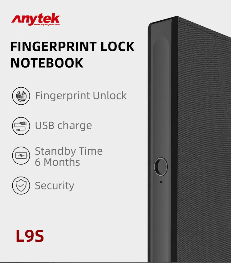 L9S fingerprint lock Business Meeting Notebook Usb Charge Ultra-long Standby Time Lock Easy Operation Lock 10