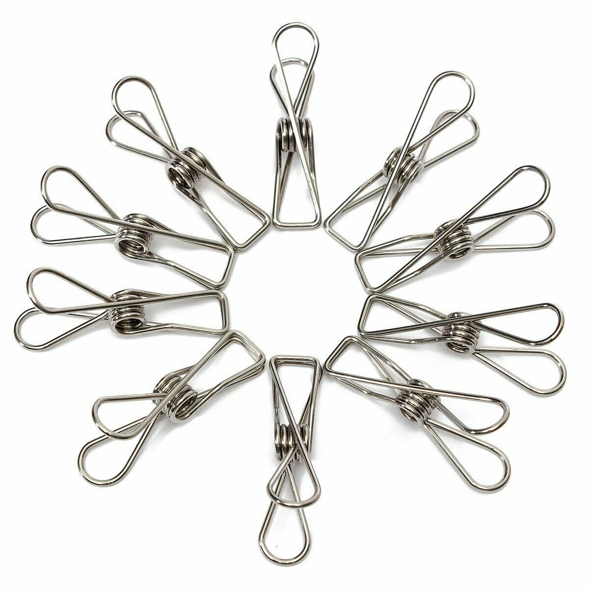 

60Pcs Stainless Steel Clothes Pegs Hanging Clips Pins Laundry Windproof Clamp Household Clothespin