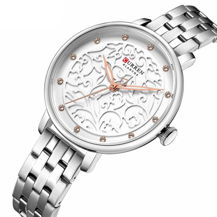 

CURREN 9046 3D Dial Display Business Women Wrist Watch Steel Band Quartz Watches