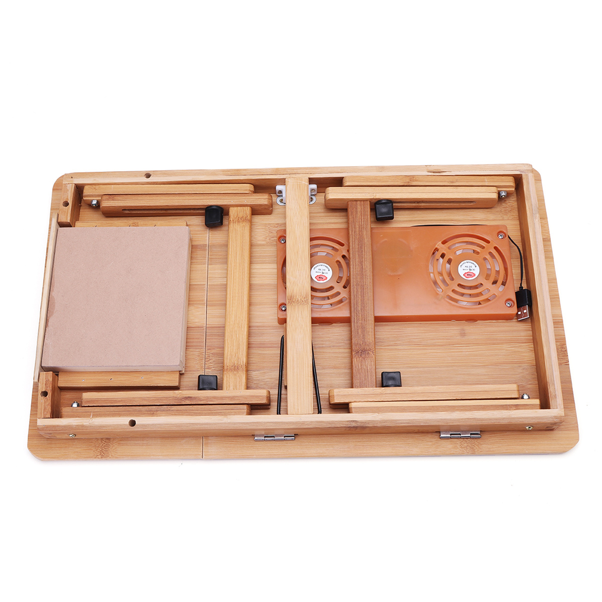Portable Folding Lap Desk Bamboo Laptop Breakfast Tray Bed Table Stand Fan 8