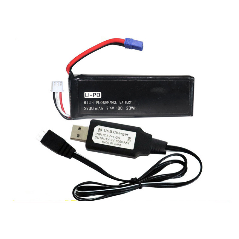 

7.4V 2700mAh 10C Lipo Battery WithUSB Charger for Hubsan H501S H501C RC Quadcopter
