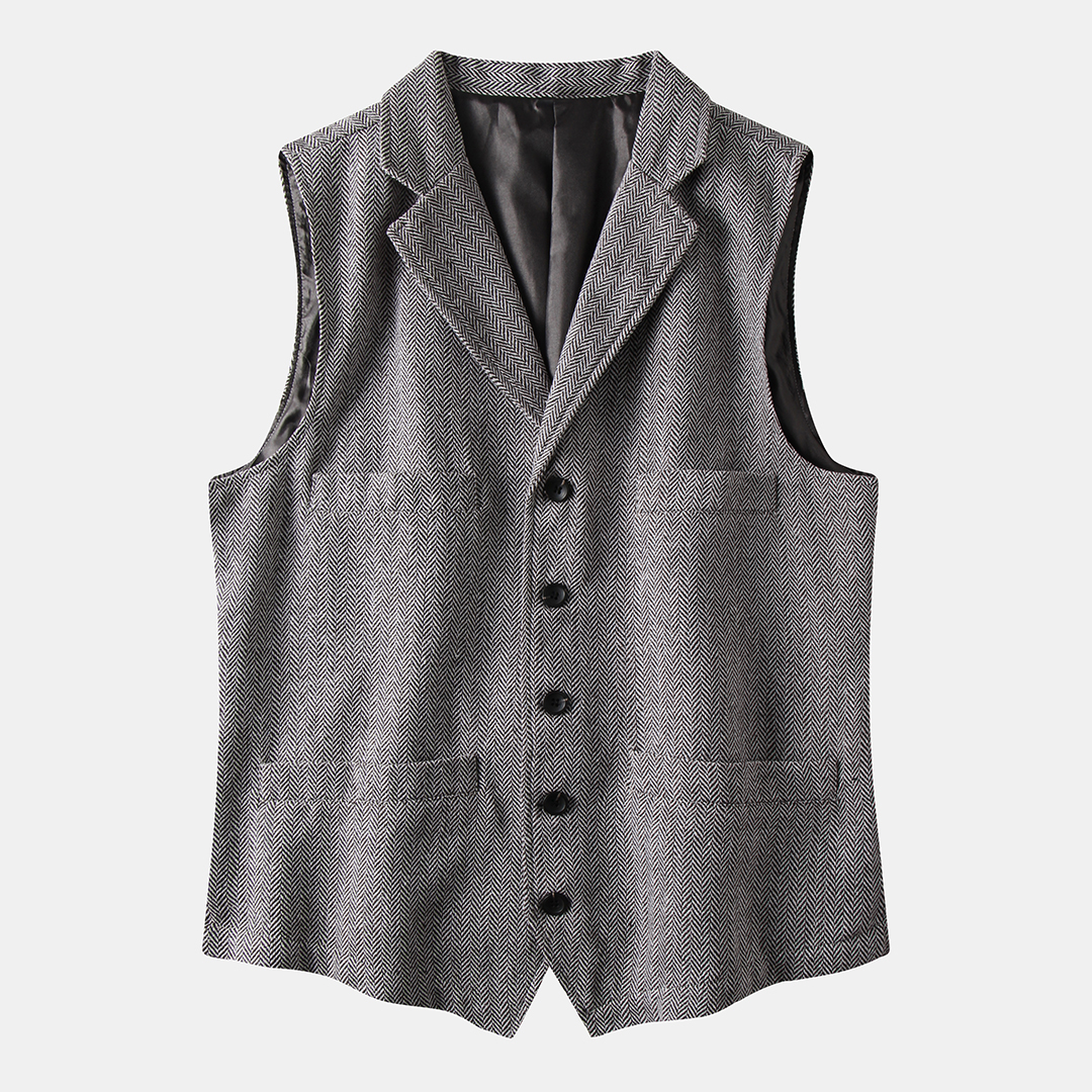 

Mens Fashion Multi Pockets 100% Cotton Turn Down Collar Vest