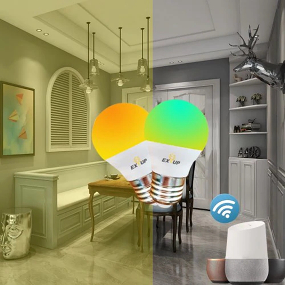 

EXUP AC85-265V A45 E27 5W Voice APP Control WiFi Smart LED Globe Light Bulb Work With Amazon Alexa Google Home