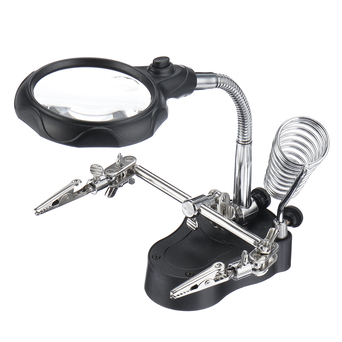

LED Helping Hand Clamp Magnifying Glass Soldering Iron Stand Lens Magnifier Tool