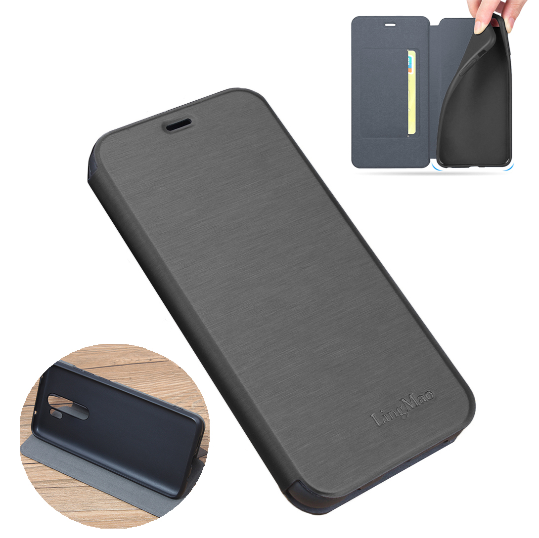 

For Xiaomi Redmi Note 8 Pro Case Bakeey Flip with Stand Card Slot Full Body Brushed Leather Shockproof Soft Protective C