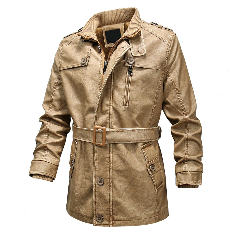 

Mens Vintage Belts Coats Fleece Lined Outdoor Thikcened Winter Warm Jacket
