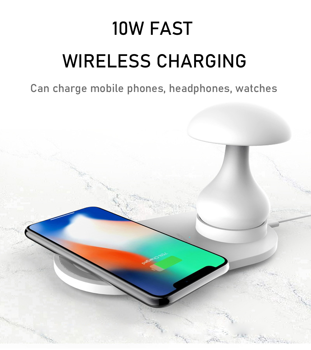 Bakeey 3 In 1 10W 7.5W 5W Night Light Indication Lamp Fast Charging Wireless Charger For iPhone XS 11 Pro Huawei P30 Pro Watch 5 Headset 60