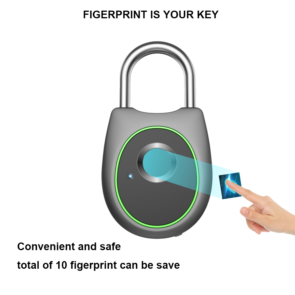 Bakeey Smart Fingerprint Door Lock Padlock USB Charging Waterproof Keyless Anti Theft Travel Luggage Drawer Safety Lock 10