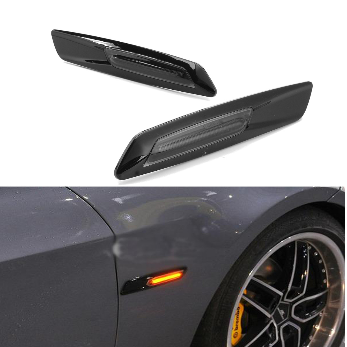 

Черный LED Боковой габаритный фонарь указателя поворота F10 Стиль карбоновая накладка Для BMW E90 E91