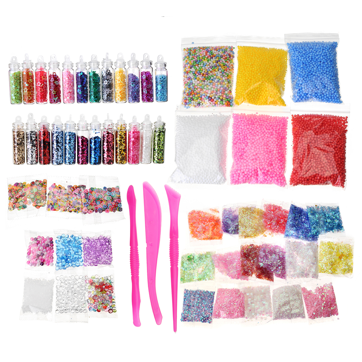 

60 Pack Slime DIY Charms Supplies Kit Ball Beads Foam Sequins Tools Making Pack Children's Funny Toy