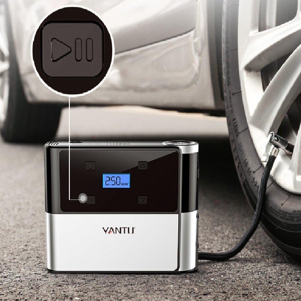

YANTU 12V 50s Inflation 300LM Falshlight Air Pump Portable Digital Wireless Dual USB Charging 30 Cylinders For 5 Tyres
