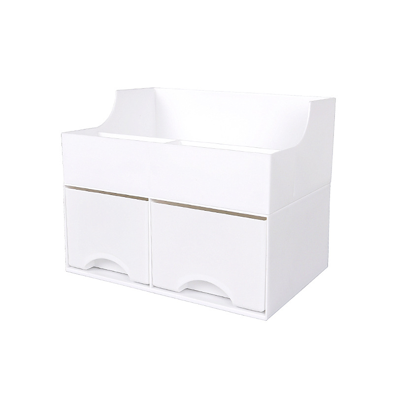 

Desktop Storage Box with 2 Drawers Cosmetic Makeup Holder Sundries Organizer Office Home Supplies