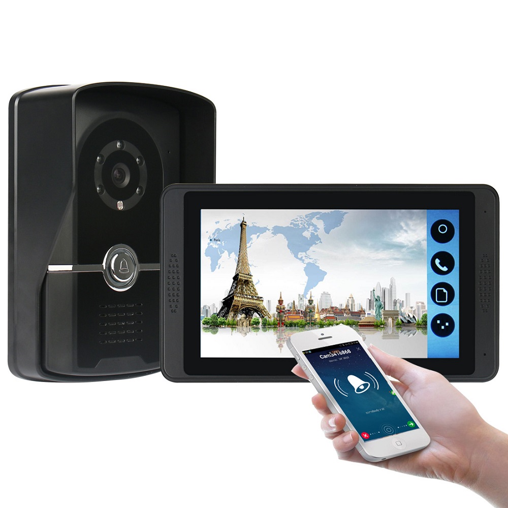 

ENNIO 7 Inch Capacitive Touch Wifi Wired Video Doorbell Video Camera Phone Remote Call Unlock Video Intercom