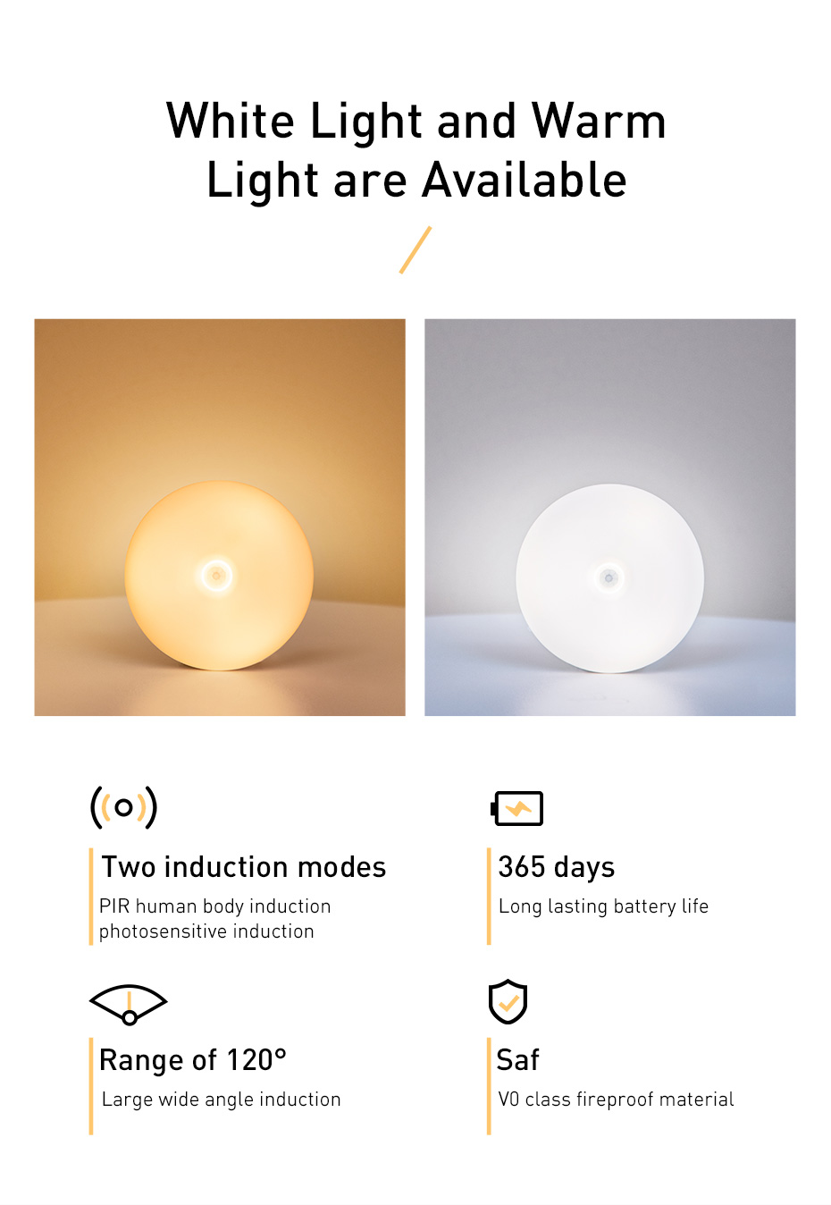 Baseus LED Night Light with PIR Intelligent Body Induction Motion Sensor Lamp For Smart Home 9