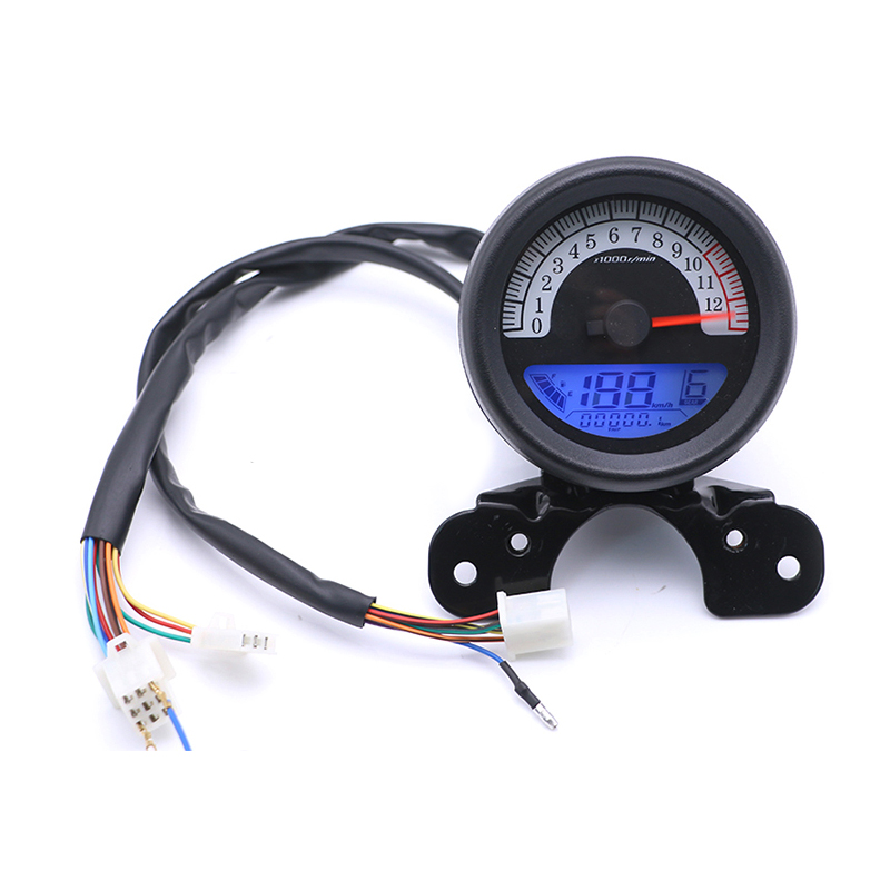 

12V Motorcycle LCD Digital Speedometer Odometer Tachometer Fuel Oil Gauge Universal