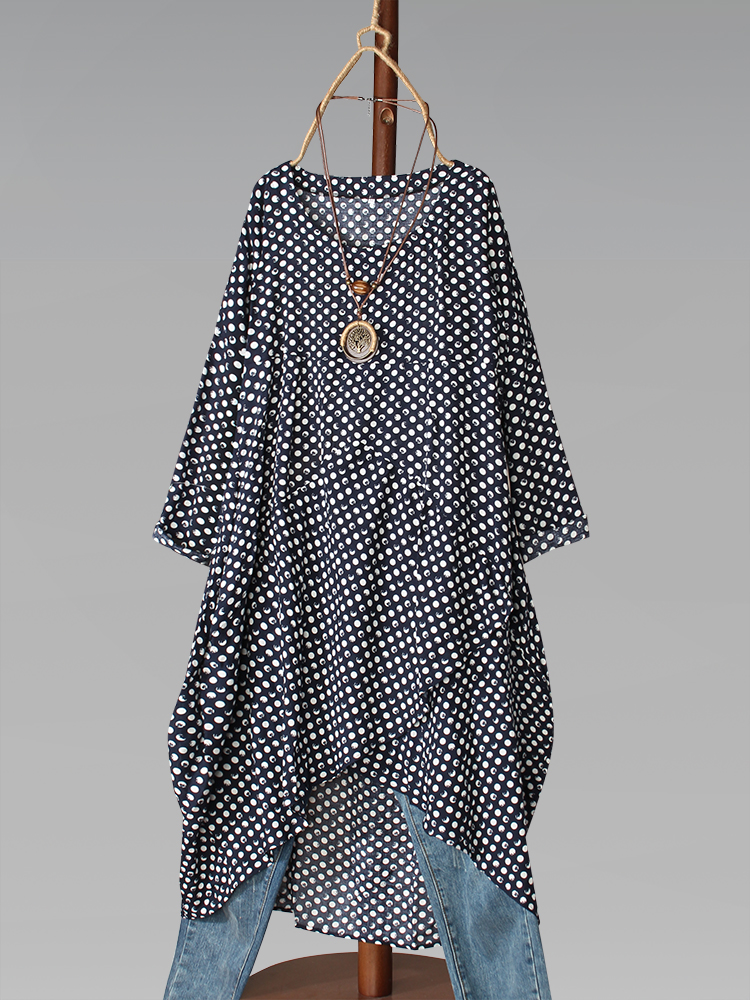 

Богемный макси с длинным рукавом в горошек Женское Платье