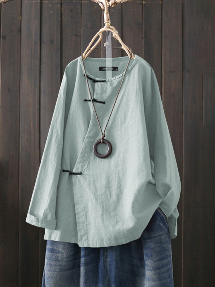 

Casual Loose Crew Neck Long Sleeve Blouse
