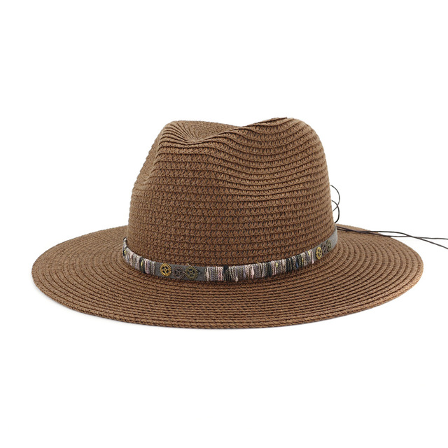 

Women's Straw Hat Outdoor Seaside Sunscreen White Beach Hat Visor Hat Jazz Cap Cmdjs211