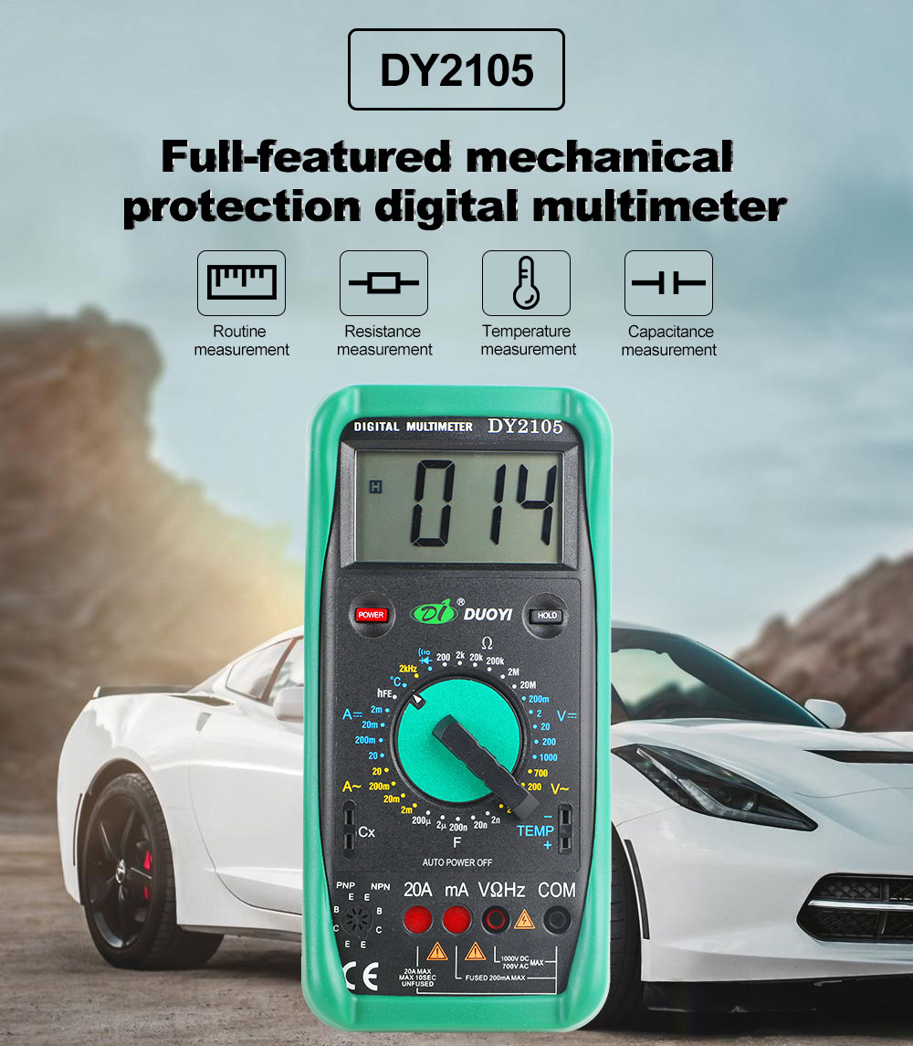 DUOYI DY2105 Multifunction Digital Multimeter Multimetro Transistor Capacitor Temperature And Frequency Measurement