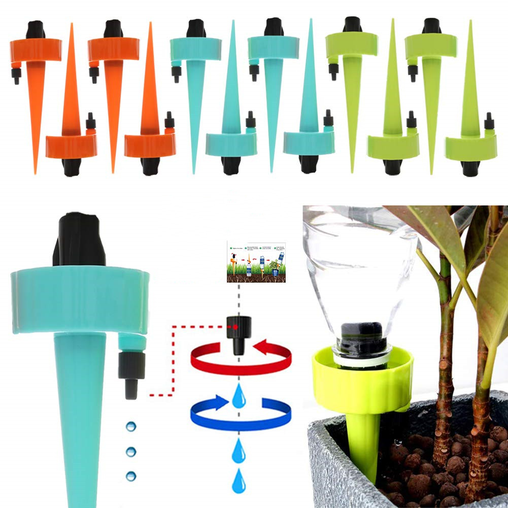 

6Pcs/12Pcs Self Automatic Watering Device Water Sprayer Flow Dripper Spikes With Adjustable Control Valve Drip Irrigation Kit Fit On All Bottles