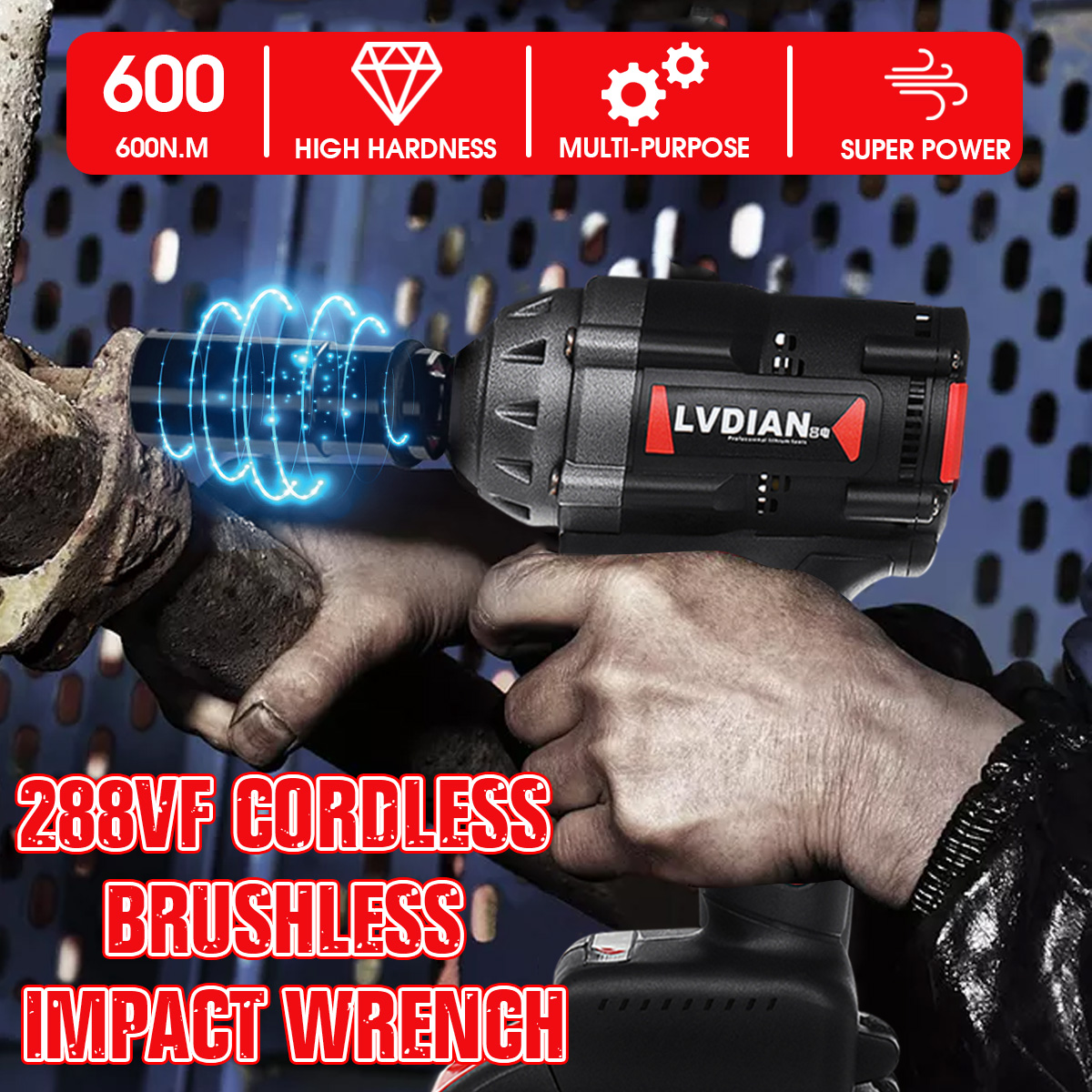 288VF 600N.M Max Brushless Impact Wrench Li-ion Battery Brushless Motor Electric Wrench Power Tool With Charger Sleeve