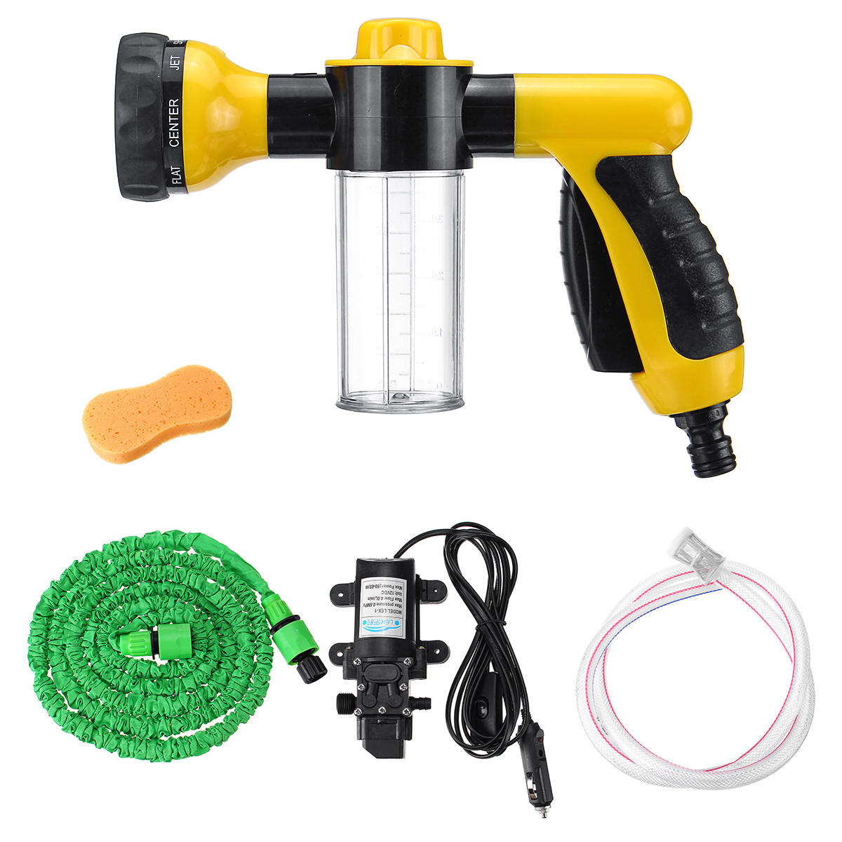 

12V Portable High Pressure Electric Car Wash Washer Water Pump Sprayer Kit Foam Water Cleaning Kit
