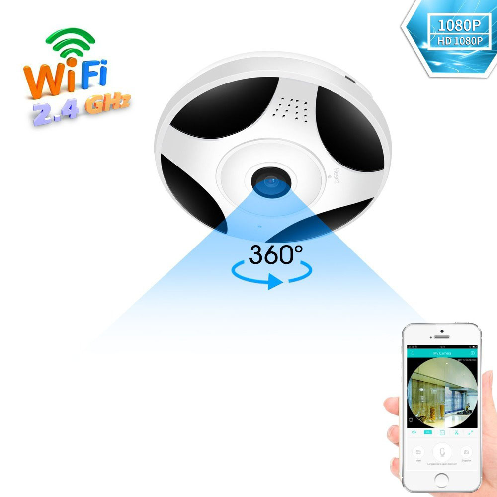 

BESDER VR306 Panoramic Camera WiFi 360 ° Wireless Video IP Camera WiFi 1080P Two Way Audio SD Card Slot Mini CCTV CAMER