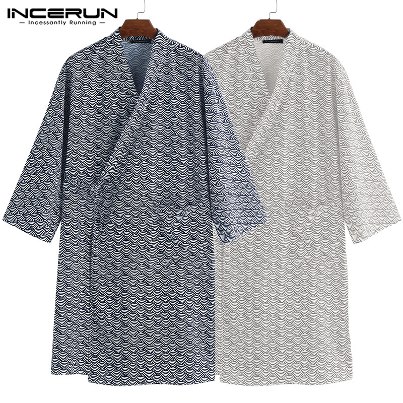 

Men Japanese Kimono Yukata Bathrobe Robe Bath Dress Gown Sleepwear Lounge Pajama
