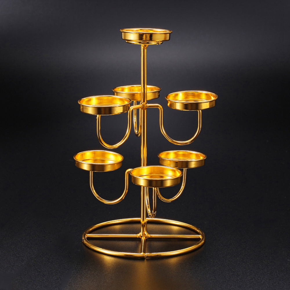 

Butter Lamp Candle Holder Ladder-Shaped Alloy Material Without Candles for Buddhism Supply Daily Pray Worship