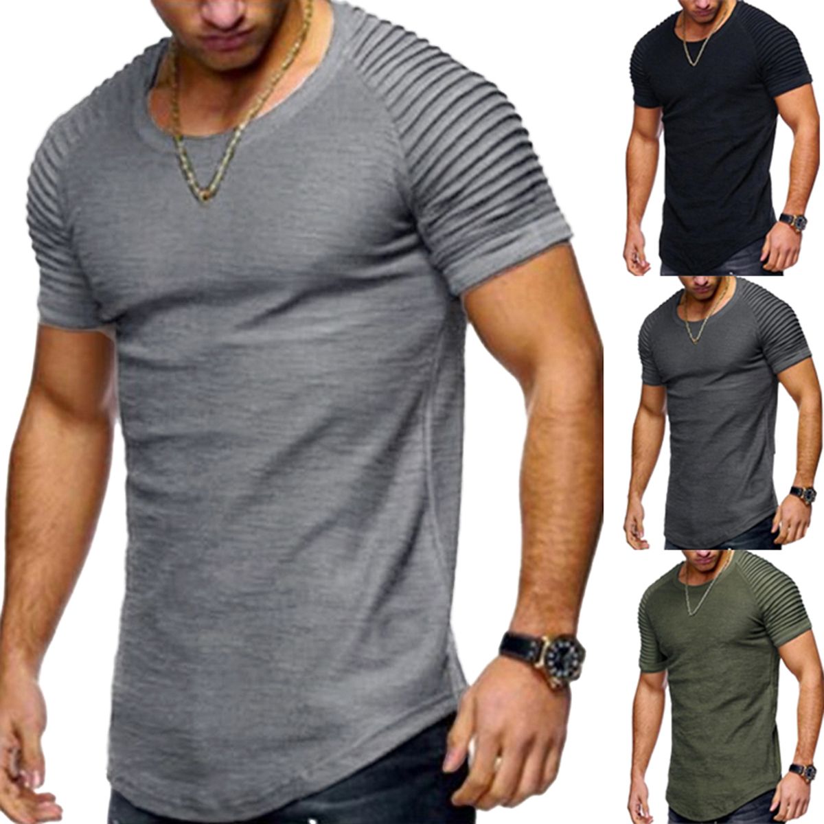 

Men's Oversized Casual Tee Tops Short Sleeve Muscle Sports Gym T Shirts Blouses