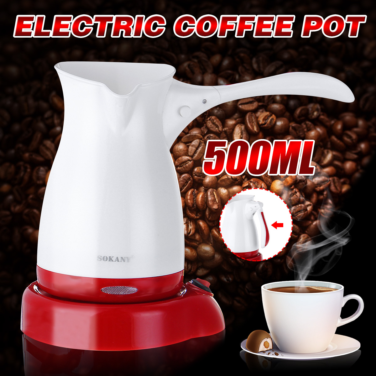 500ML Electric Coffee Maker Turkish Espresso Tea Moka Pot Machine Percolator 22