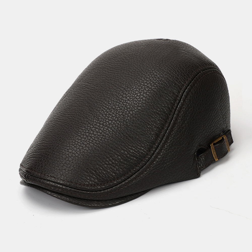 

Men's Beret Hat Casual Leather Hat Custom New Adjustable Cap