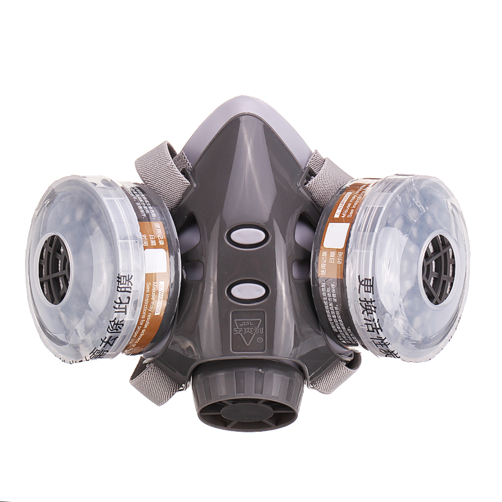 

Dual Activated Carbon Double Gas Mask Protection Filter Chemical Half Face Respirator Mask Fire Protection