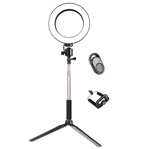 

Yingnuost 16cm 3500-5500k Video Ring Light with Extendable Selfie Stick Stand Tripod Phone Clip for Tik Tok Youtube Live