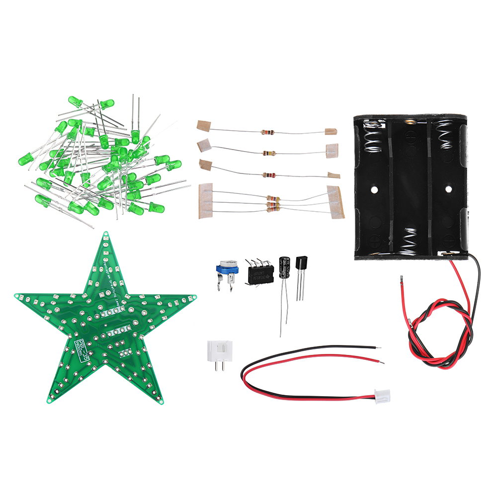 

5pcs DIY Green Light LED Flash Kit With Battery Box Pentagram Light Star Light Kit