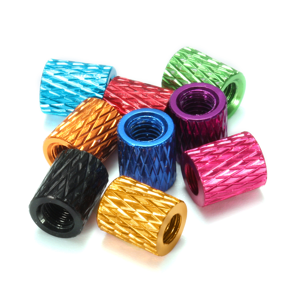 

Suleve™ M3AS15 50Pcs M3 6mm Knurled Standoff Aluminum Alloy Anodized Spacer MultiColor