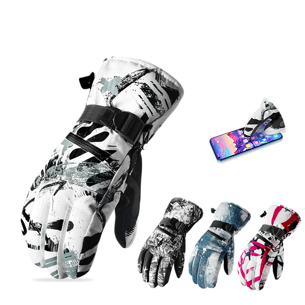

Зимние лыжные перчатки унисекс теплые Водонепроницаемы На открытом воздухе сенсорный экран для альпинистского велосипеда