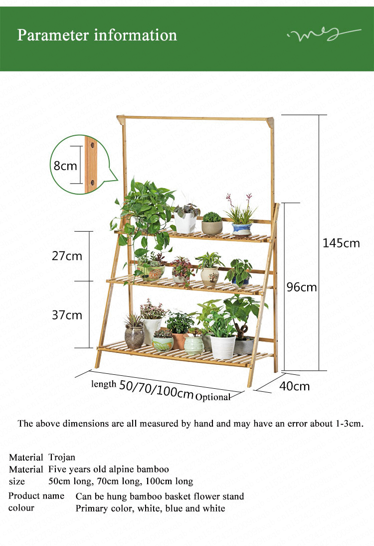 Plant Stand Flower Pot Display Multi-layer Shelf with Hanging Rod Plants Rack Holder Organizer 76
