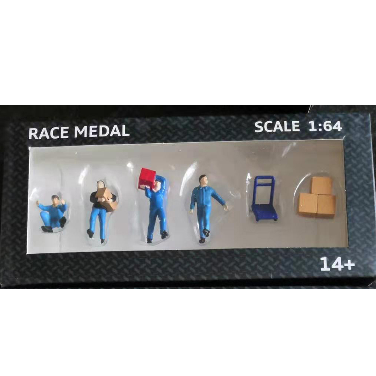 

RM 1:64 Scale Figures Diorama To Move The Box Freight Courier Stevedore Model